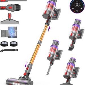 coovy SU7 Akku Staubsauger 580W, 45000Pa Staubsauger Kabellos Bis zu 70 Minuten Laufzeit, Akkustaubsaguer mit Supergroßer Display, Automatikmodus Akkusauger für Teppich Tierhaare Hartböden