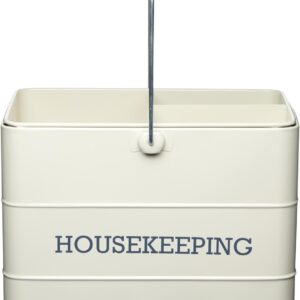 KitchenCraft Living Nostalgia Metall-Reinigungsbehälter, Putzmittel Aufbewahrung / Spülutensilien Aufbewahrung, Putzmittel Organizer im Vintage-Stil mit Griff, 33 x 21 x 26 cm – French Grau