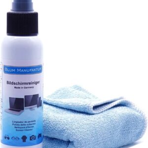 Blum Manufaktur Display-Reiniger – Bildschirm-Reinigung – PC-Reiniger inkl. Mikrofasertuch 30 x 30 cm – Screen Cleaner – Made in Germany – 250 ml