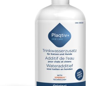Plaqtiv+ Trinkwasserzusatz | 500 ml Flasche | Pflegemittel für Hunde und Katzen | Zur Unterstützung der Zahnpflege und Maulhygiene | Kann die Bildung von Zahnstein hemmen
