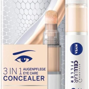 NIVEA Hyaluron Cellular Filler 3IN1 Augenpflege Concealer Hell (4 ml), Anti-Age Concealer mit Hyaluron, Abdeckstift für Augenringe, Rötungen und Pickel