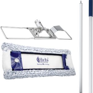 Ha-Ra Set Bodenexpress 42 cm aus Edelstahl & Mach 6 Bodenfaser I robuster Boden-Wischer zur Reinigung für Böden & Wände I wendiger Wischmop mit rutschfestem Griff & teilbarem Stiel