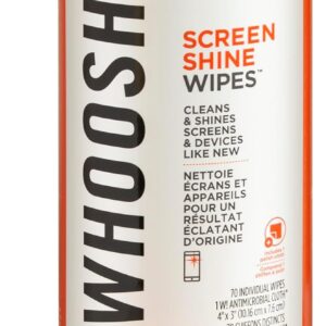 WHOOSH! Elektronische Reinigungstücher für alle Bildschirme, 70 Stück – Computer, Laptop und TV-Bildschirmreinigungstücher – Am besten für MacBook, Smartphone, Brille – Mikrosuede-Tuch inbegriffen