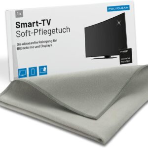 POLYCLEAN 2X SmartTV Soft Pflegetuch – Schonender Bilschirmreiniger für große Displays (40×40 cm) – Display Reiniger Touchscreen Reiniger Screen Cleaner Bildschirm Reinigungstücher