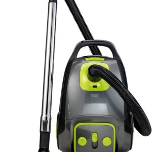 KHG BS-706MT Staubsauger mit Beutel in Grün/Grau mit 700W, 16060 Pa Saugkraft, HEPA-Filterschutz, Kombidüse (Fuge, Staubpinsel UVM) automatische Kabelaufwicklung, Überhitzungsschutz