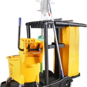 NRNQMTFZ Putzwagen,Commercial Reinigungswagen,Haushalts-Servierwagen,Reinigungswagen hohe Kapazität,Putzwagen Mobil mit 4 Rollen(52 * 95 * 98cm/20.4 * 37.4 * 38.6in)