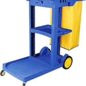 Kommerzieller Reinigungswagen auf Rädern, Mehrzweck, mit 3-stöckigen Ablagen und Oxford-Tasche, Haushaltswagen für Hotel, Büro, drehbares Design