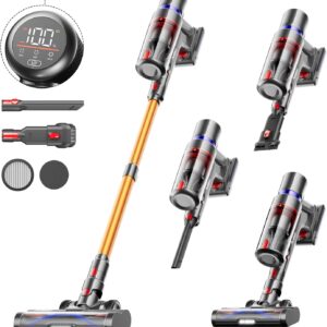 Avalsor Akku Staubsauger 45000Pa/550W/65Min, 1.5L Staubsauger Kabellos mit LED Touchscreen und mit Anti-Tangle-Bürste, Akku Staubsauger Kabellos mit 8 Schichten Filter für Hartböden/Teppich/Tierhaare