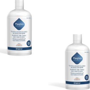 ecuphar Plaqtiv+ Trinkwasserzusatz | Doppelpack | 2 x 500 ml | Pflegemittel für Hunde und Katzen | Zur Unterstützung der Zahnpflege und Maulhygiene | Kann die Bildung von Zahnstein hemmen