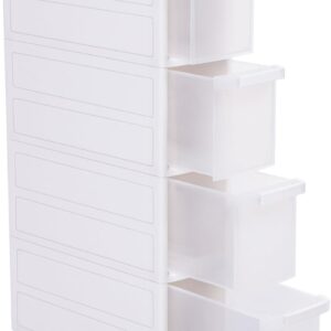 SONGMICS Rollwagen mit Vier Schüben Nischenregal Separat benutzbar Küchenregal Badregal Standregal Allzweckwagen mit Rollen 84,5 cm Hoch weiß KFR05W