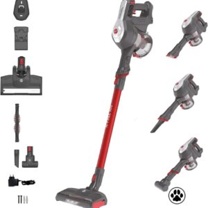 Hoover Akku-Staubsauger Tierhaare H-FREE 100 PETS ohne Beutel + Tierdüse I bis 40 Min. Laufzeit I Staubsauger kabellos mit LED, XL Staubbehälter & Parkfunktion I Akkusauger mit Fugendüse & Staubbürste