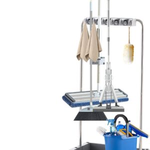 Reinigungswagen für den Haushalt, rollender Reinigungswagen, Haushalts-Caddy mit großer Kapazität, Besen-Organizer, Aufbewahrungswerkzeuge für Haushaltsstationen für Krankenhäuser, Fabriken, Hotels, I