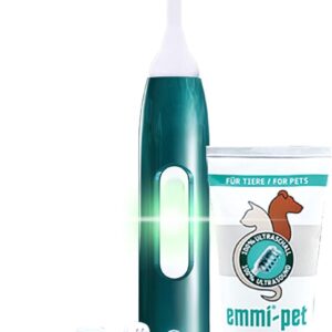 Emmi-pet 2.0 Ultraschall-Zahnbürste, Geräuschlose Hundezahnbürste & Katzenzahnbürste ohne Schrubben – Bekämpft Zahnstein, Mundgeruch & Entzündungen – Inkl. Ultraschall-Aufsätze & Hundezahnpasta – Grün