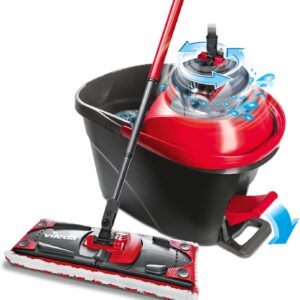 Vileda Ultramax Turbo 2in1 Bodenwischer Komplett Set, Wischmopp mit Teleskopstiel, Mikrofaserbezug und Eimer mit Powerschleuder, für alle Hartböden, Stiellänge 75-130cm, Eco-Verpackung