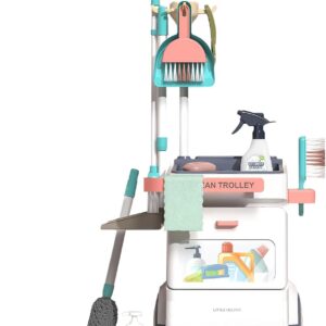 Holdes Kinder-Reinigungsspielzeug-Set, Reinigungsspielzeug für Kleinkinder 1–3 – Kinder-Reinigungswagen 15-teiliges Kinder-Reinigungsset – Kinderbesen, Kinderreinigungsset für Junge Leute, Kinder,
