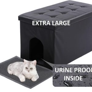 MEEXPAWS Katzenklo Schrank XXL, Katzenschrank für Katzentoilette, Verstecktes Katzenklo, Katzentoilettenschrank, Katzen Schrank Sitzbank, Katzenklo Kommode, 90 x 50 x 50cm