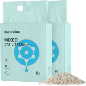 FUKUMARU Tofu Katzenstreu 5.4kg, schnell klumpendes Katzenstreu mit super saugfähigem Material, sofort absorbierend, staubfreies, geringe Spurenbildung, spült in der Toilette,Geruchskontrolle