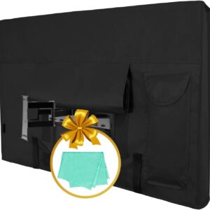 Easy-Going Outdoor TV-Abdeckung für 22 bis 61 cm (22 bis 24 Zoll) LCD-, LED-, wasserabweisend, wetterfest und staubdicht, TV-Displayschutzfolien mit Reinigungstuch (24 Zoll, Schwarz)