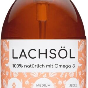 Lachsöl für Hunde und Katzen mit Omega 3 & 6 I 500ml norwegisches, natürliches Lachs-Öl aus Atlantik-Meer-Lachs I Ergänzungsmittel für Hunde