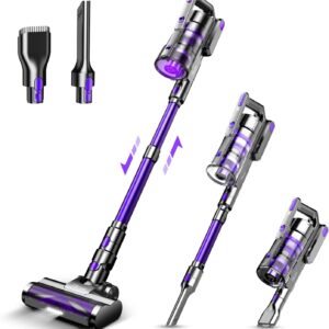 Tikom V700 Akku Staubsauger 450W 33000pa Saugkraft, 40Mins Max, 6 in 1 Staubsauger Kabellos mit 1.3L Staubbehälter, für Teppich, Tierhaare, Hartboden,Lila