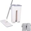 Flach Mopp mit Eimer Set – Bodenwischer mit 10 Mikrofaser Wischpads,Wischmop mit Putzeimer Set mit auswringfunktion und Eimersystem für Bodenreinigungs (Wischmop mit Putzeimer)