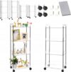 Hooha Rollwagen 4 Ebenen Aufbewahrungswagen mit Rollen Allzweckwagen für Küche/Bad/Wäsche/Büro/Schlafzimmer Kleine Nichenregal 100cm×30.5cm×9cm Schmale Plätze&Wagen Beistellwagen&Putzwagen Transparent