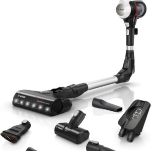 Bosch Akku-Staubsauger Unlimited 7 BKS711MTB, kabelloser Handstaubsauger, beutellos, Wechselakku, Knickrohr, Hygiene-Filter, 10 Jahre Motorgarantie, Mini-Turbo-Düse, LED-Beleuchtung, Turbostufe, weiß