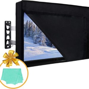 Outdoor-TV-Abdeckung für 55 bis 147,3 cm (55 bis 58 Zoll) mit zu öffnender Frontklappe zum Fernsehen, bequeme Verwendung ohne Entfernen, langlebige TV-Abdeckung mit kostenlosem Reinigungstuch