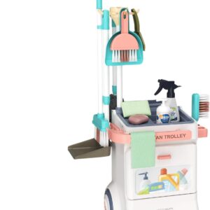 GkgWuxf Reinigungsspielzeug für Kleinkinder im Alter von 2–4 Jahren,Reinigungsset für Kleinkinder von 1–3 Jahren – Kinder-Reinigungswagen 15-teiliges Kinder-Reinigungsset | Reinigungsspielzeug,