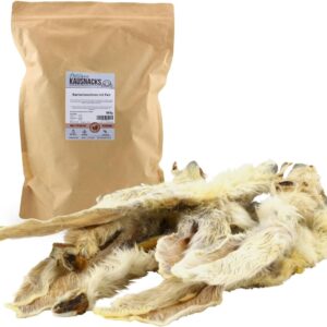 PetLove Kaninchenohren mit Fell (800g) • Kausnack für Hunde & Katzen • 100% natürliches Trockenfleisch • Langer Kauspaß & Snack für Hunde • Leicht verdaulich & nahrhaft • Hunde Leckerli