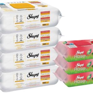 Sleepy Easy Clean Mix-Set Oberflächenreinigungstücher 4xGelb / 3xRose Baby-Feuchttücher Reinigungstücher