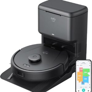 eufy L60 Saugroboter mit Absaugstation, Ultra Starke 5.000Pa Saugkraft, Anti-Haar-Verwicklung, Absaugstation 60 Tage ohne Leeren, iPath-Laser-Navigation, für Hartböden & Haare, Google & Alexa