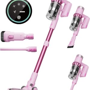 Belife Akku Staubsauger, 45000pa/550W Staubsauger Kabellos, 45 Minuten Laufzeit, Bürstenloser Motor, LED-Anzeige, 6-in-1 Kabelloser Staubsauger für Tierhaare Hartböden Teppich