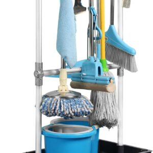 Mopphalter besenhalter Aufbewahrung für Reinigungsgeräte, mobiler Reinigungswagen, löst das Problem von tropfenden Mopps und nassen Böden