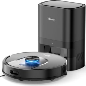 Tikom 5000 Pa Saugroboter mit Wischfunktion, L8000 Plus LiDAR-Navigation Roboterstaubsauger, 2.5L Absaugstation, 60-Tage Freihändig, 150 Min, App Steuerung Gut für Tierhaare Teppich Hartboden