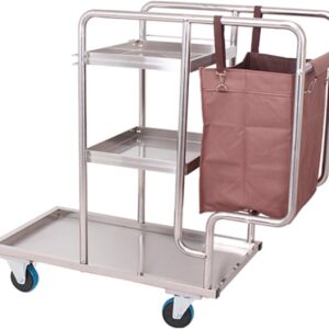 Edelstahl Hausmeisterwagen Rolling Reinigungswagen auf Rädern mit Regalen Putzwagen Haushaltswagen