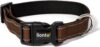 lionto Hundehalsband aus strapazierfähigem Nylon, Größe S, weiches gepolstertes Halsband für Hunde, 360° reflektierend & Klickverschluss, Metallring & Anpassung durch stufenlosen Schieber, braun