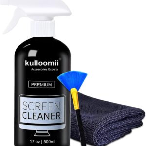 Bildschirmreiniger 500ml mit Mikrofasertuch & Pinsel – Display Reiniger für alle Laptop, Handy und Fernseh Displays – Absolut streifenfreie Reinigung – Monitor reiniger für (LCD, OLED, LED, TFT, QLED)