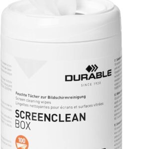 Durable Bildschirmreiniger (Screenclean Box, Spenderdose) 100 Feuchttücher, weiß, 573602