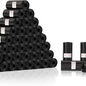 Diboniur 600 Stück Hundekotbeutel, Schwarz kotbeutel für hunde, Robust und auslaufsicher, parfümfrei (40 Rollen, 15 pro Rolle)