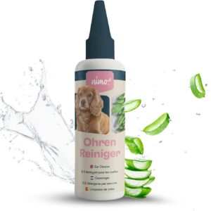 nimo® Ohrenreiniger | für Hunde, Katzen & Haustiere mit Aloe Vera & Panthenol | schonend natürliche Reinigung gegen Juckreiz, Infektionen, Ohrenschmalz, Entzündung & Ausfluss | minimiert Kopfschütteln