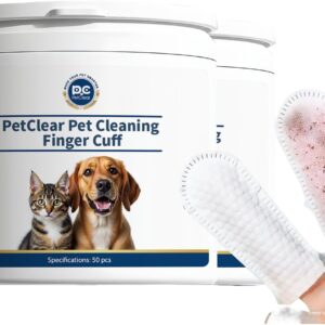 PCpetclear Ohrreiniger Ohrpflege Kinnreiniger Augenreiniger Fingerpads für Hunde & Katzen [50 Stück]- Ear Wipes Ohrenreiniger Fingerlinge f. Ohrenentzündung Ohrenpflege Hygiene bei Hund Katze (1)