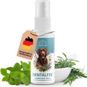 pfotenkumpels Dentalfee – Dentalspray/Zahnpflege Spray für Hunde & Katzen – Entfernt Zahnstein & Zahnbelag – 100% natürlich – 50 fermentierte Kräuter – frischer Atem – 100ml – Reicht bis 9 Monate…