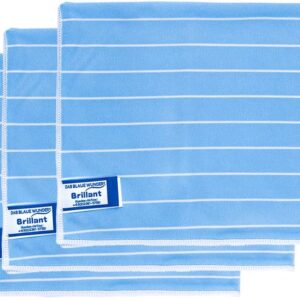 Das blaue Wunder Brillant Reinigungstuch 3er Set BLAU 40x50cm I Putztücher mit Bambusfasern I Streifen- und fusselfrei I Fenstertuch I saugstark