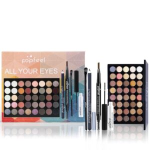 LHLXZQ Augen Schmink Set, Komplettes Kosmetik Starter Kit für Frauen mit 40 Farben Lidschatten Palette Mascara Augenbrauen stift Eyeliner Eyeshadow Pinsel, Multifunktions Makeup Set für Augen, 01A