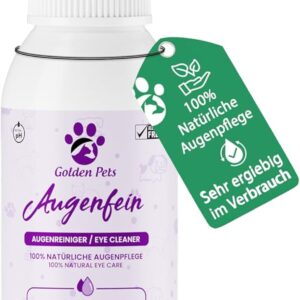 Golden Pets NEU! Augenreiniger für Hunde & Katzen – 100% natürliche Augenpflege I Sanfte Reinigung gegen Verkrustungen & Tränenstein I Vorbeugung von Tränenflecken 100 ml