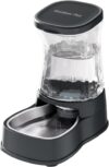 Gardner Pet Futterautomat Katze, 3.85L Wasserspender Hund mit Edelstahlschüssel, Ohne Strom, BPA Frei, Gravitation Wasserspender Katzen, für Mittlere/groß Haustiere (Grau)