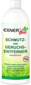 Exner Bio Geruchsentferner & Fleckenentferner – Mit Mikroorganismen gegen Flecken und Gerüche – für Haustiere, Haushalt und Ihr Auto, 100% natürlich & schonend – 1 Liter Konzentrat