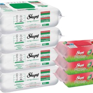 Sleepy Easy Clean Mix-Set Oberflächenreinigungstücher 4xGrün / 3xRose Baby-Feuchttücher Reinigungstücher