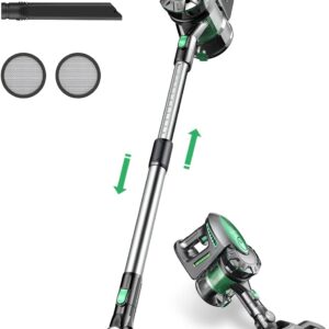 Vactidy Blitz V8 Akku Staubsauger Kabellos, 25KPa Kabelloser Staubsauger Mit abnehmbarem Akku, Akkustaubsauger bis zu 35min Laufzeit, Staubsauger Tierhaare für Hartholzböden, Grün